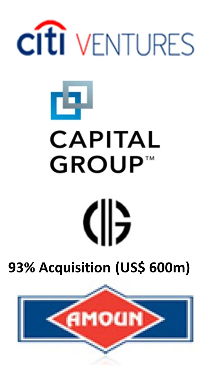 Citi Ventures and Capital Group — 93% acquisition of Amoun (US$ 600m)